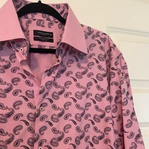 Pink and Black paisley button down